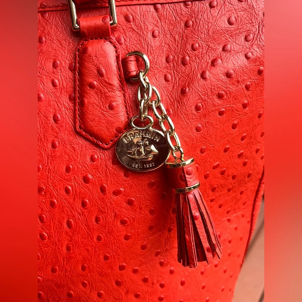 NWT Brahmin FLAME ALLOVER OSTRICH Medium Asher Melbourne Tote